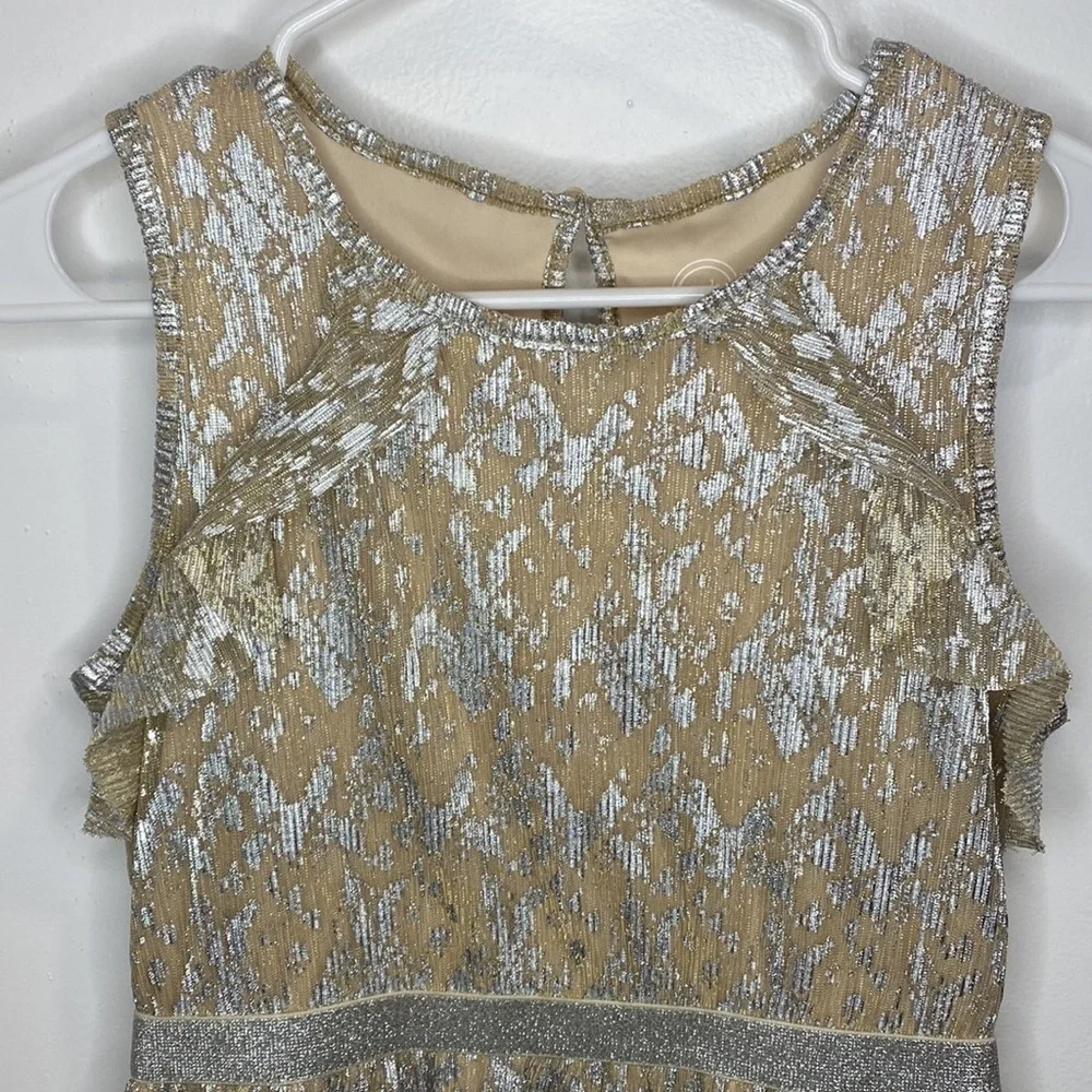 WONDER NATION tan & silver sleeveless dress